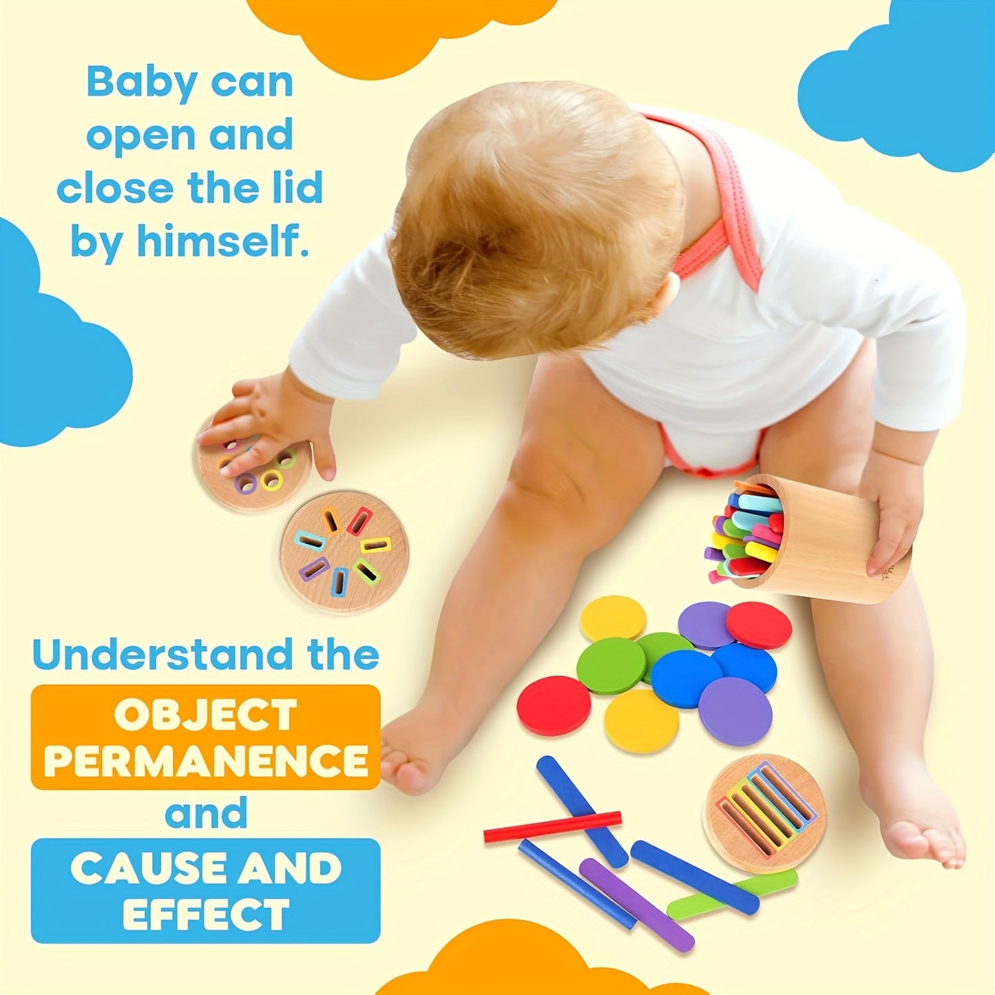 π 3-in-1 Wooden Toddler Learning Toy