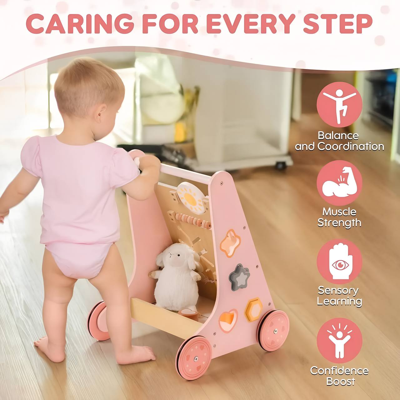 πΈ Montessori Wooden Baby Walker Robud with Activity Center & Storage