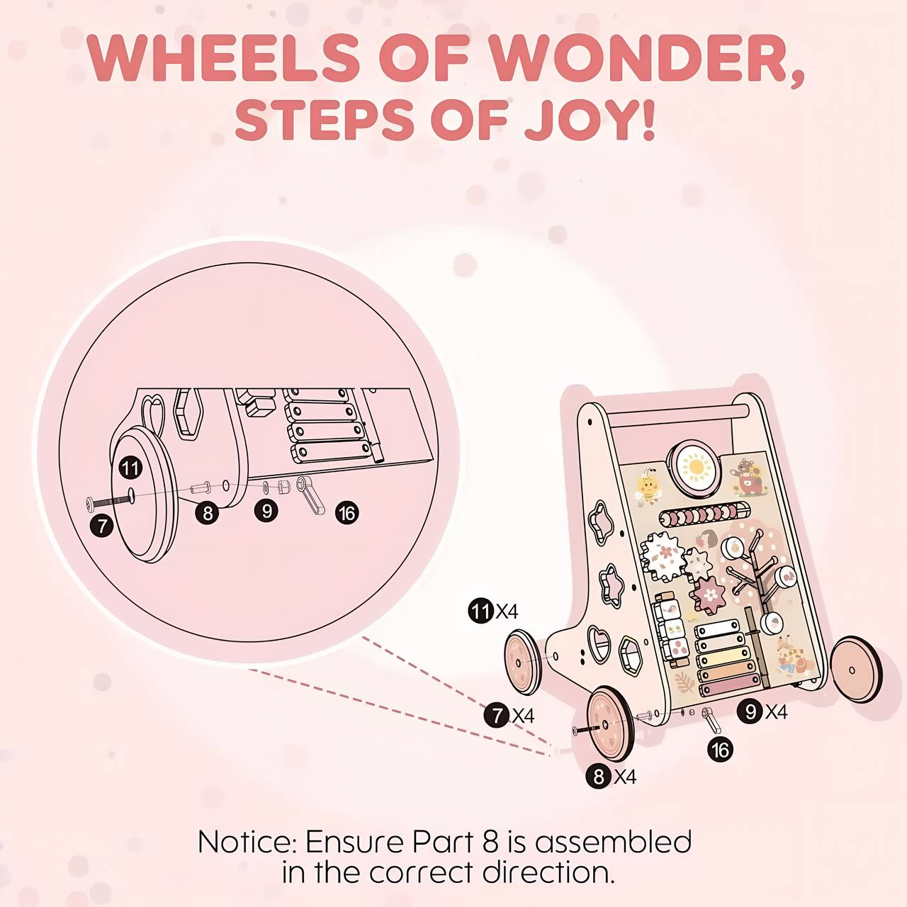 πΈ Montessori Wooden Baby Walker Robud with Activity Center & Storage