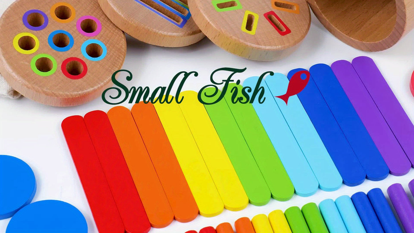 🌈 3-in-1 Wooden Toddler Learning Toy