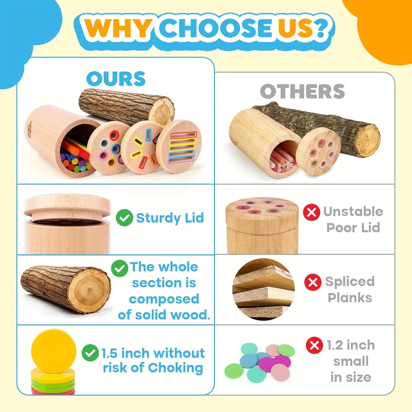 🌈 3-in-1 Wooden Toddler Learning Toy