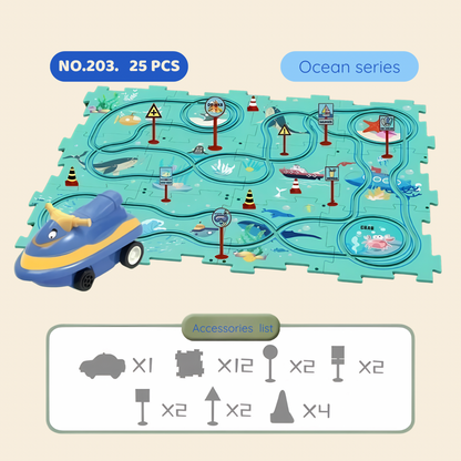🚗 DIY Flexible Track Car Puzzle Set
