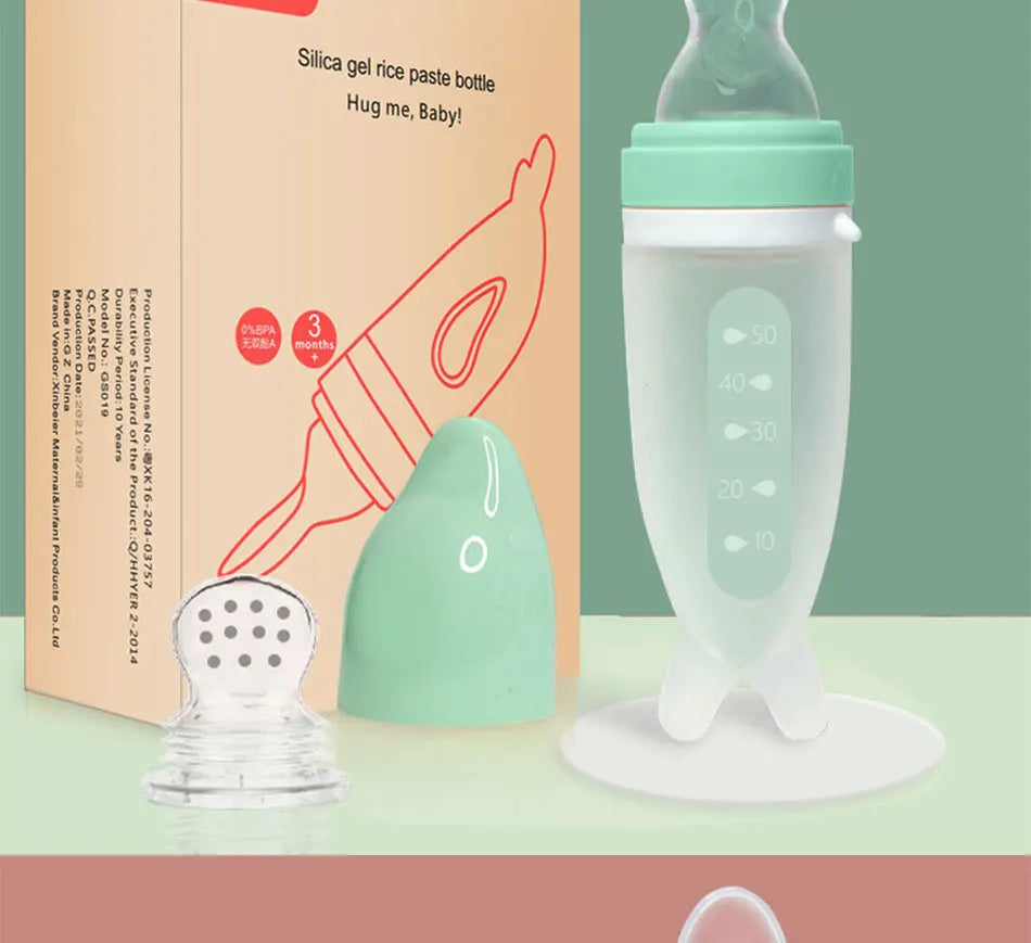 🍼 Baby Feeding Bottle Dolphin – Silicone Spoon for Rice Cereal & Purees