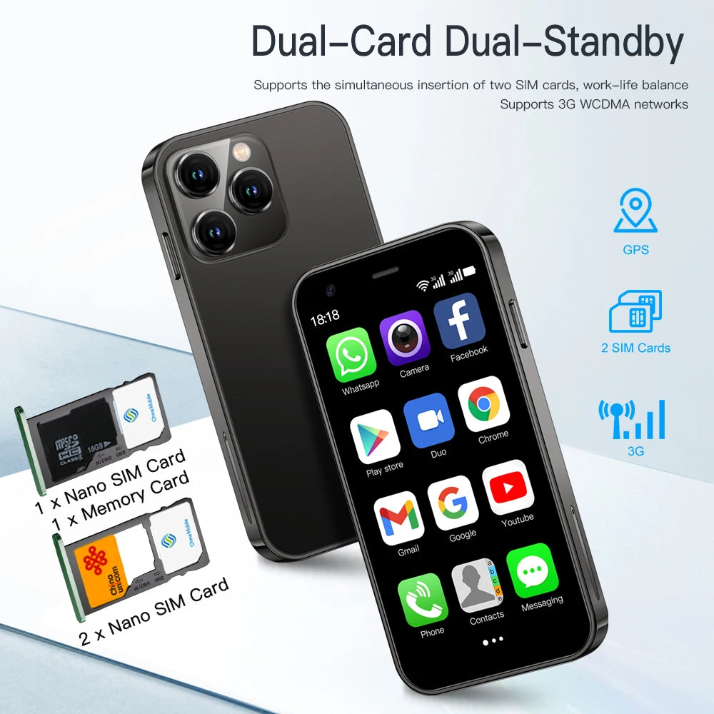 📱Compact 3.0" Dual-SIM Phone — Lightweight Mini Smartphone
