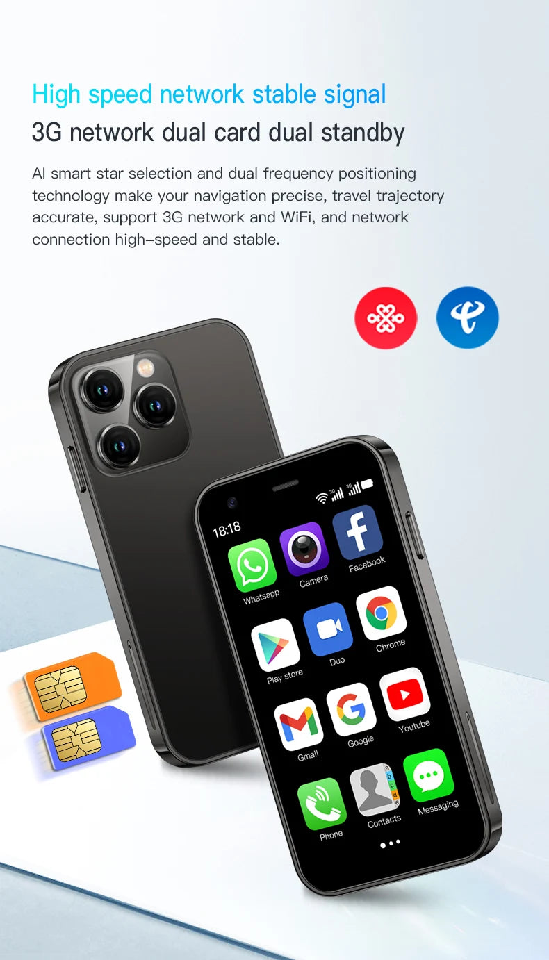 📱Compact 3.0" Dual-SIM Phone — Lightweight Mini Smartphone