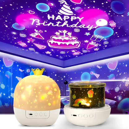 👑 Crown Star Projector Night Light – Rotating Galaxy Lamp for Kids