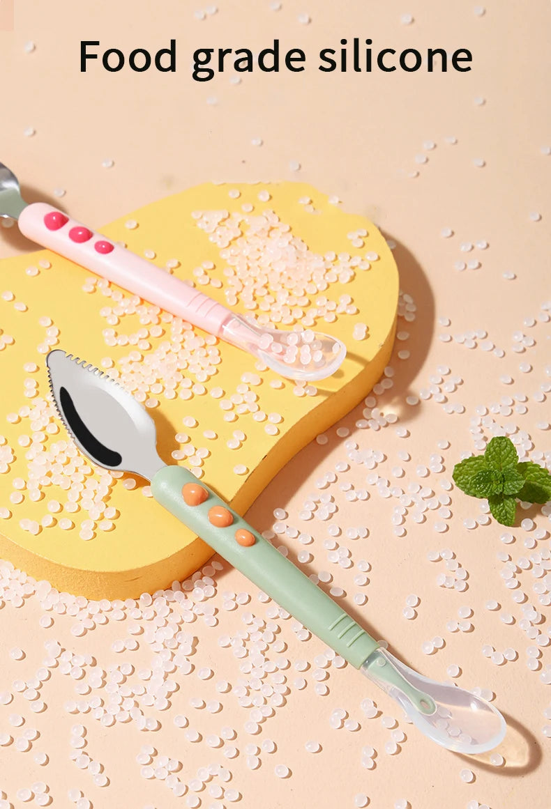 🥄 Dual-Ended Silicone Fruit Spoon for Babies