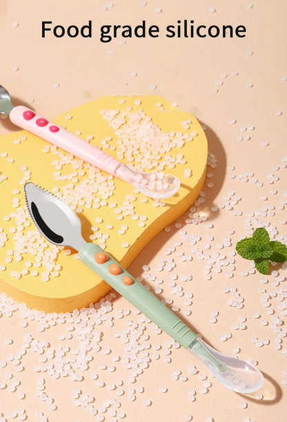 🥄 Dual-Ended Silicone Fruit Spoon for Babies