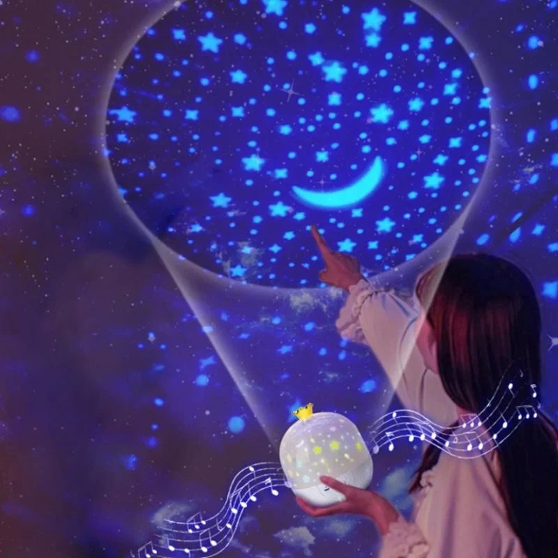 👑 Crown Star Projector Night Light – Rotating Galaxy Lamp for Kids