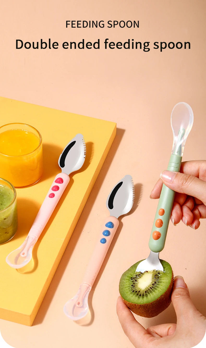 🥄 Dual-Ended Silicone Fruit Spoon for Babies