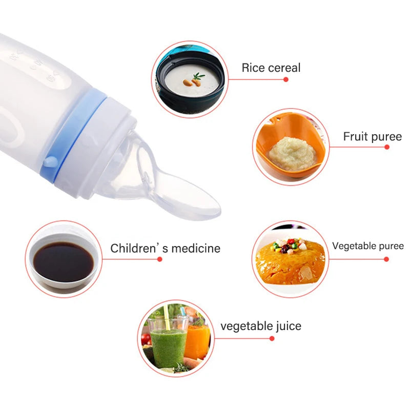 🍼 Baby Feeding Bottle Dolphin – Silicone Spoon for Rice Cereal & Purees