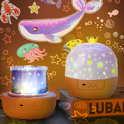 👑 Crown Star Projector Night Light – Rotating Galaxy Lamp for Kids