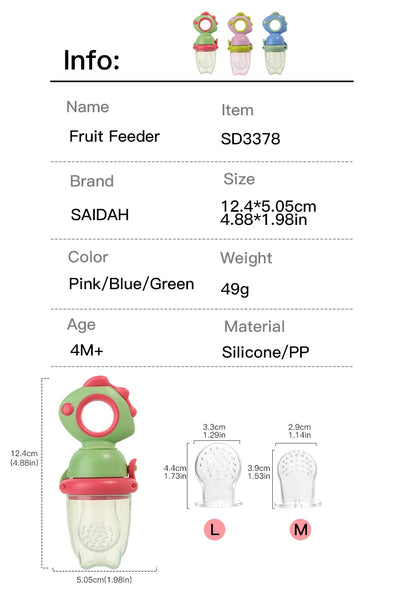 🦕 Rotating Silicone Baby Fruit Feeder