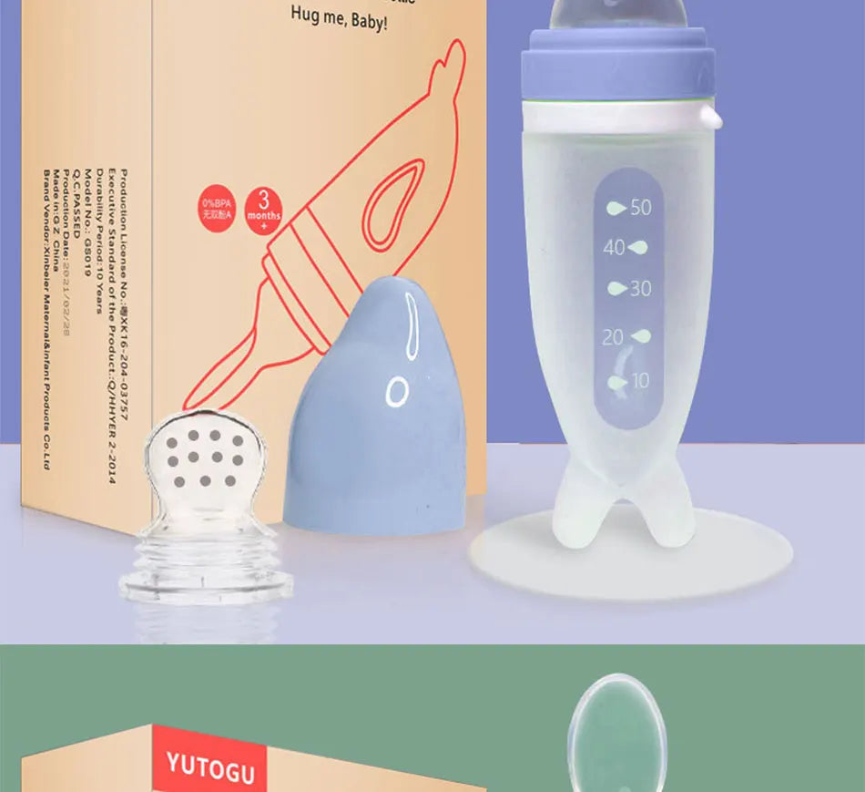 🍼 Baby Feeding Bottle Dolphin – Silicone Spoon for Rice Cereal & Purees