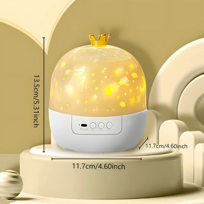 👑 Crown Star Projector Night Light – Rotating Galaxy Lamp for Kids