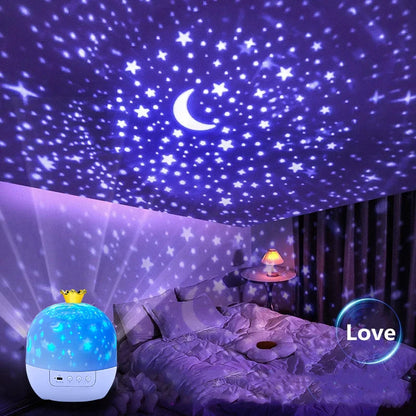 👑 Crown Star Projector Night Light – Rotating Galaxy Lamp for Kids