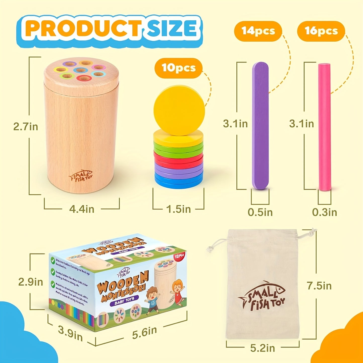 🌈 3-in-1 Wooden Toddler Learning Toy